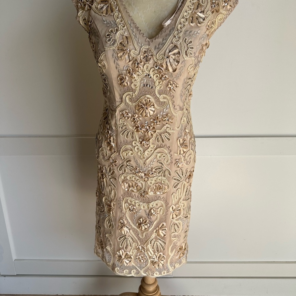 Sue Wang Embroidered Cream Dress